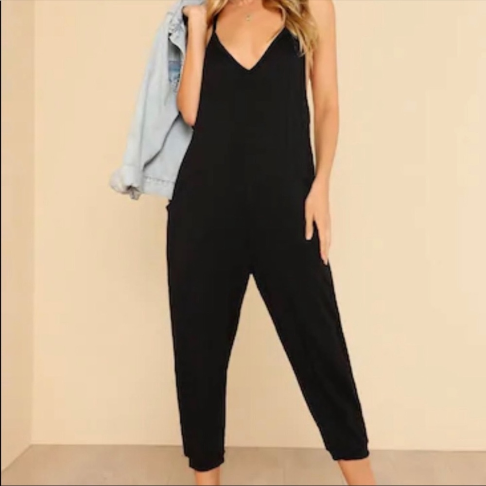Black Harem jumpsuit NWOT size Large